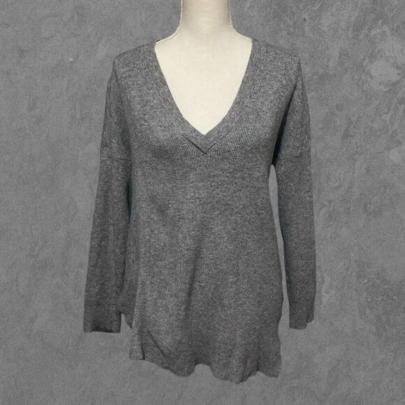 OLIVE + OAK | Light Gray V-Neck Ribbed Notch Pullover Sweater Size L - Picture 7 of 7